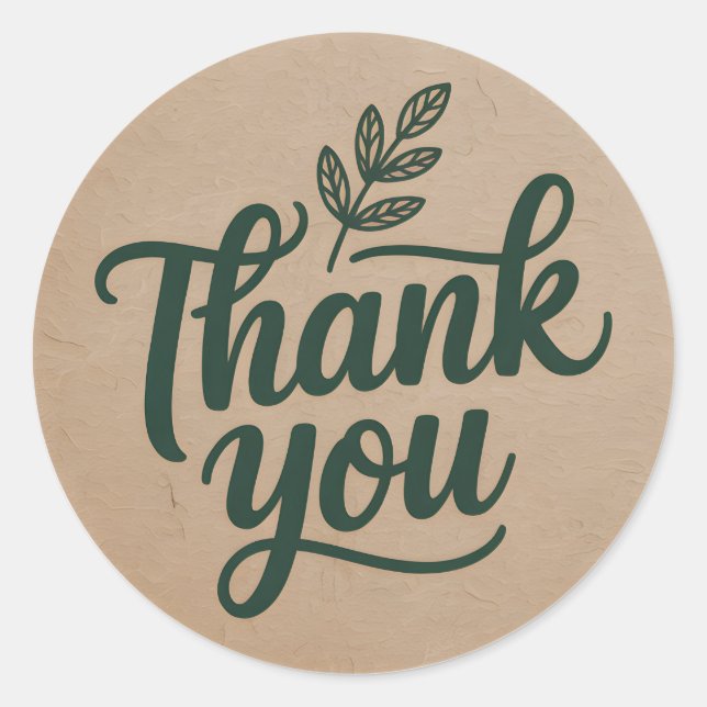 Adesivo Rustic Thank You Sticker – Minimal Botanical Kraft (Frente)