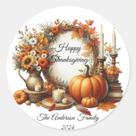 Adesivo Rustic Thankanding Pumpkin Watercolor Autumn