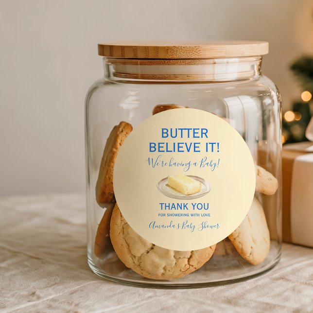 Adesivo Rustic Theme Butter Yellow Blue Baby Shower  (Criador carregado)