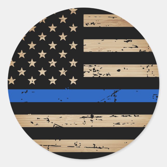 Adesivo Rustic Thin Blue Line American Flag Policial Cláss (Frente)