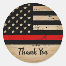 Rustic Thin Red Flag Firefighter Obrigado