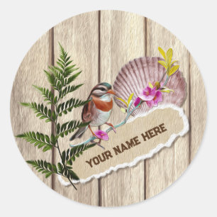 Adesivo Rustic Torn Paper Wood Oil Paint Personalize Name