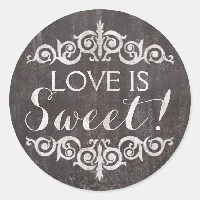 Adesivo Rustic Vintage Chalkboard Love é Sweet (Frente)
