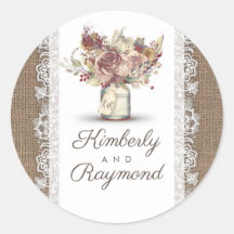 Rustic Vintage Floral Mason Jar | Casamento Burlap