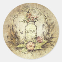 Rustic Vintage Floral Mason Jar Wedding