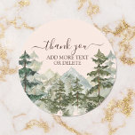 Adesivo Rustic Watercolor Forest & Mountain Obrigado<br><div class="desc">Selo de gratidão com charme! Rustic Watercolor Forest & Mountain Obrigado Sticker,  personalize com seu nome de evento. Espalhe alegria,  adesivo por adesivo!</div>