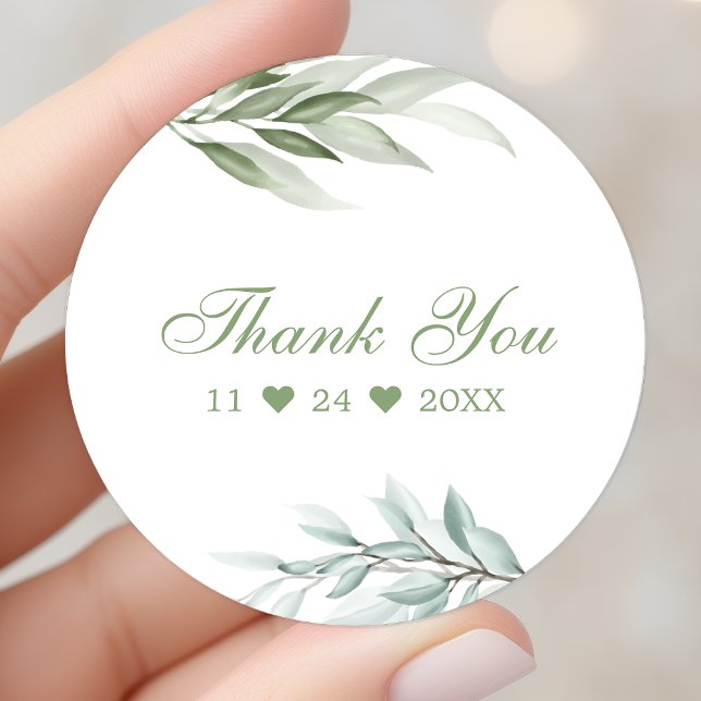 Adesivo Rustic Watercolor Greenery Floral Obrigado (Criador carregado)