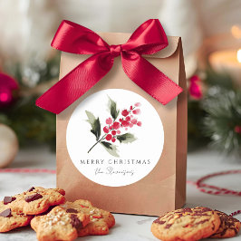 Adesivo Rustic Watercolor Holly Berry Christmas