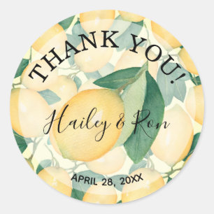 Adesivo Rustic Watercolor Lemons Greenery OBRIGADO