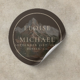 Adesivo Rustic Watercolor Mountain Landscape Wedding