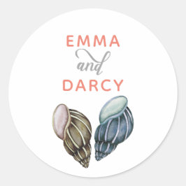 Adesivo Rustic Watercolor Seashells Starfish Casamento de 