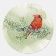 Rustic Watercolor Sweet Red Cardinal
