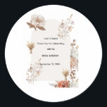 Adesivo Rustic Wedding Favor Sticker<br><div class="desc">This Boho Floral Wedding Sticker Template features elegant pampas grass and delicate dried floral elements in soft earthy tones. The bohemian design is perfect for decorating wedding favors, gift boxes, envelopes, and thank you packages. Ideal for boho, rustic, garden, and outdoor weddings, this sticker design adds a charming and stylish...</div>