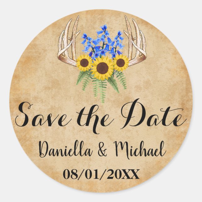 Adesivo Rustic Wedding Save the Date (Frente)