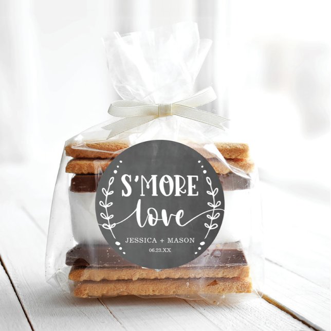 Adesivo Rustic Wedding S'more Love Favor Classic Round Sti (Criador carregado)