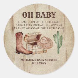 Adesivo Rustic Western Baby Shower Cowboy Theme