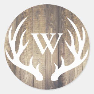 Adesivo Rustic White Deer Antlers Farmhouse Letra Inicial