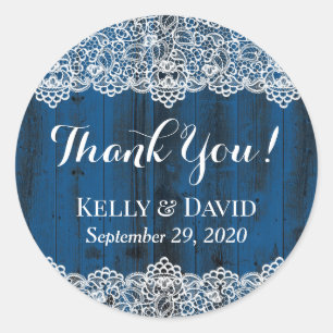 Adesivo Rustic White Lace Blue Barn Wood Casamento Favor