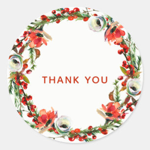 Adesivo Rustic Winter Floral Berries Wreath Modern Favor