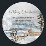 Adesivo Rustic Winter Forest Christmas Tree Morada de Vead<br><div class="desc">Adicione o toque perfeito aos seus envelopes de férias com os nossos palitos de veados da árvore de Natal da Floresta Russa! Personalize com sua própria mensagem e/ou endereço para criar um adesivo gentil que certamente impressionará sua família e seus amigos.</div>