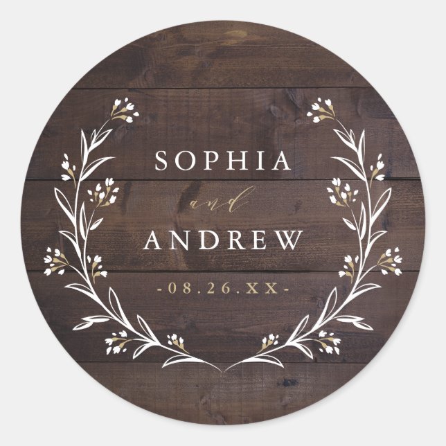 Adesivo Rustic Wood Boho Floral Country Casamento Favorito (Frente)