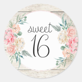 Adesivo Rustic Wood Boho Floral Sweet 16 Aniversário