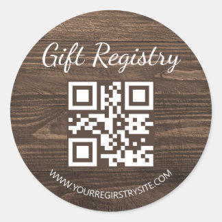 Adesivo rustic wood gift registry qr code baby shower