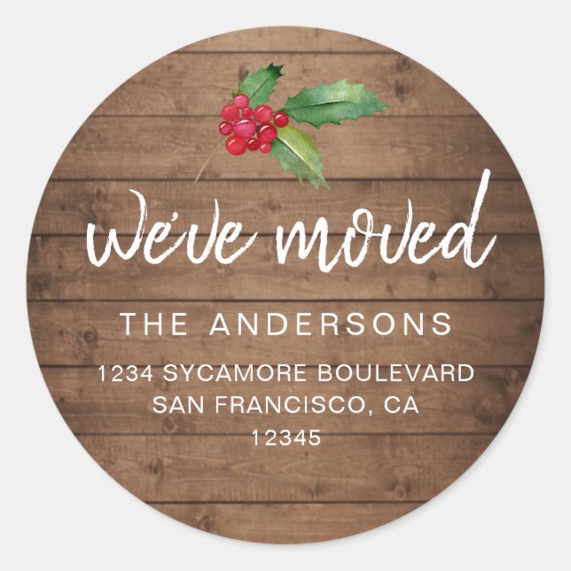 Adesivo Rustic Wood Holly We’ve Moved Holiday (Frente)