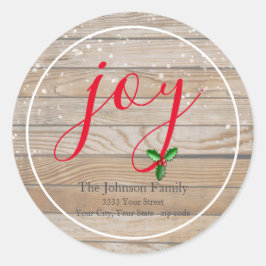 Adesivo Rustic Wood Snowy Joy Return Endereço Envelope Sea