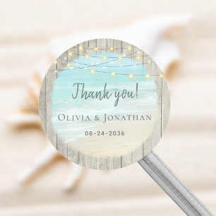 Adesivo Rustic Wood String Lights Beach Weding