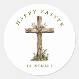 Adesivo Rustic Wooden cross He is Risen Label / Seal