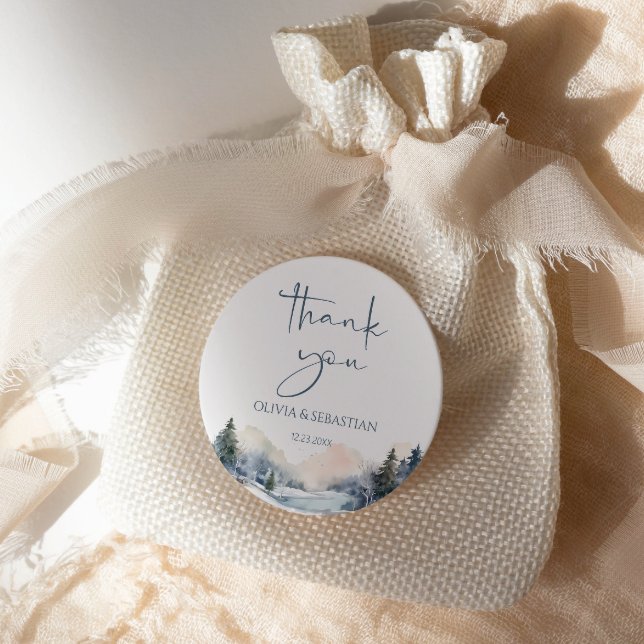 Adesivo Rustic Woodland Winter Forest Obrigado (Criador carregado)