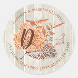 Adesivo Rustic Woodsy Terracotta Hydrangea Endereço de Dev