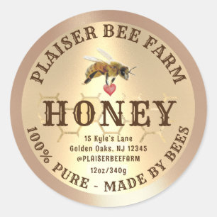 Adesivo Rústica Farmhouse Honeybee Heart Ouro Comb