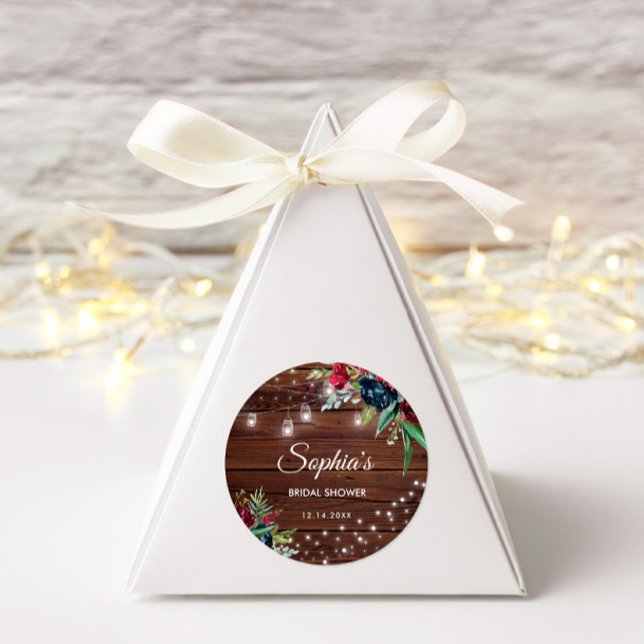 Adesivo Rústica Madeira Borgonha Luzes Florais Bridal (Criador carregado)