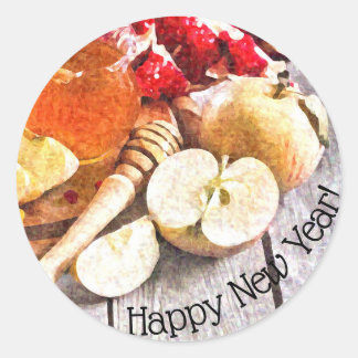 Adesivo Rústica Rosh Hashanah Feliz ano novo Maçã