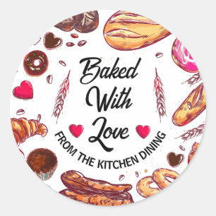 Adesivo rústico assado de amor pelo jantar na cozinha