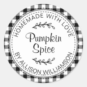 Adesivo Rústico Homemade Pumpkin Spice Black White Check