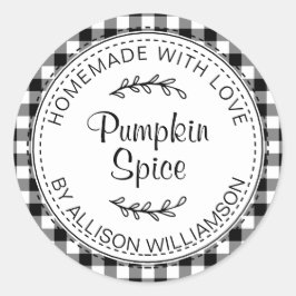 Adesivo Rústico Homemade Pumpkin Spice Black White Check