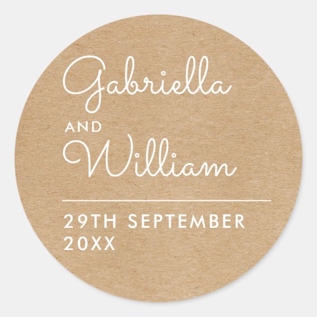 Adesivo Rustico Kraft Elegante Script Favor (Frente)