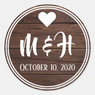 Adesivo Rústico Monograma Data Envelope Seal