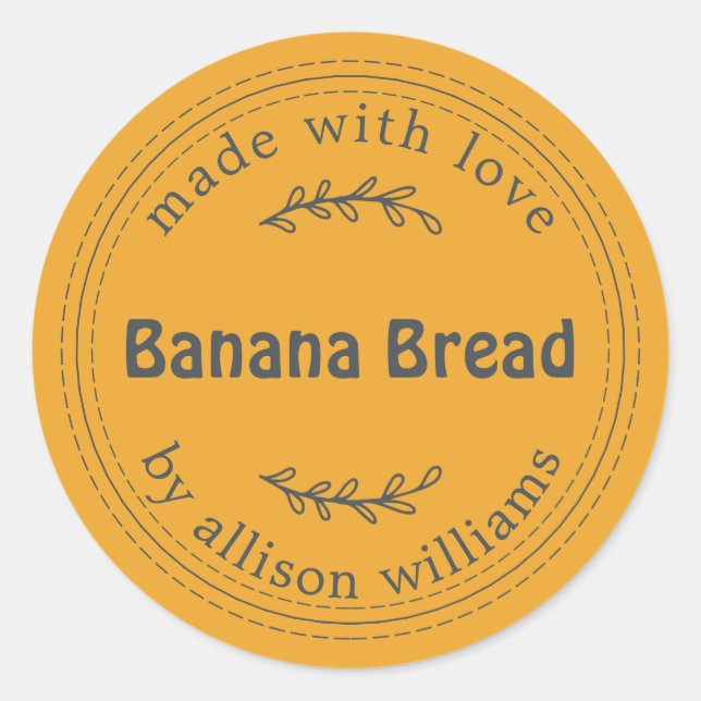 Adesivo Rústico Pão de Banana com Casca Amarelo (Frente)