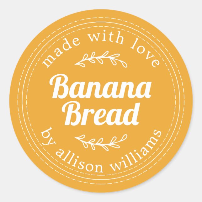 Adesivo Rústico Pão de Banana com Casca Amarelo (Frente)