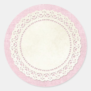 Adesivo Rústico Raiva Doily em Shabby Pink Burlap