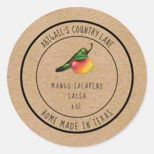 Adesivo Rústico Rótulo de Salsa de Manga Jalapeno Feito no