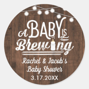 Adesivo Rústico um bebê está fabricando cerveja a etiqu