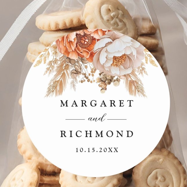 Adesivo Rusty Terracotta Peony Casamento Floral (Criador carregado)