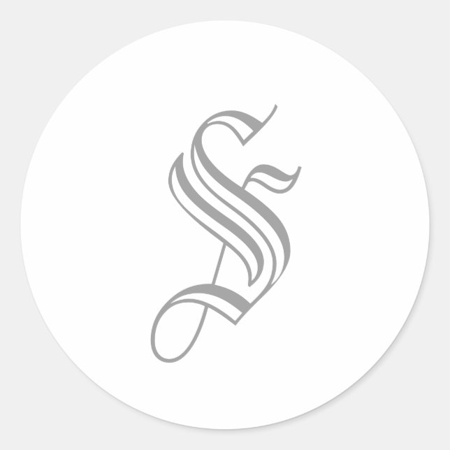Adesivo S - Letra Monograma Cinza Sticker Antigo Inglês (Frente)