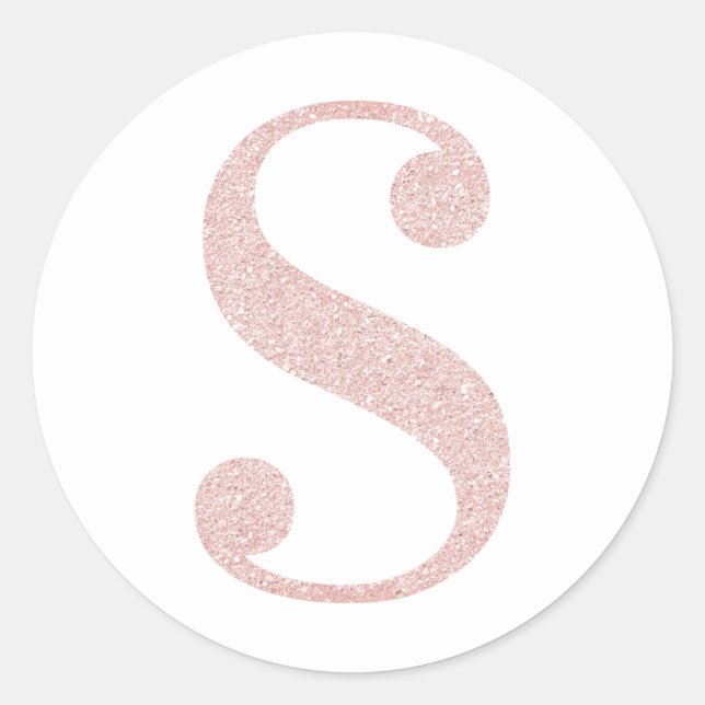 Adesivo S Monograma Brilho Rosa Dourado Pálido Feminino (Frente)