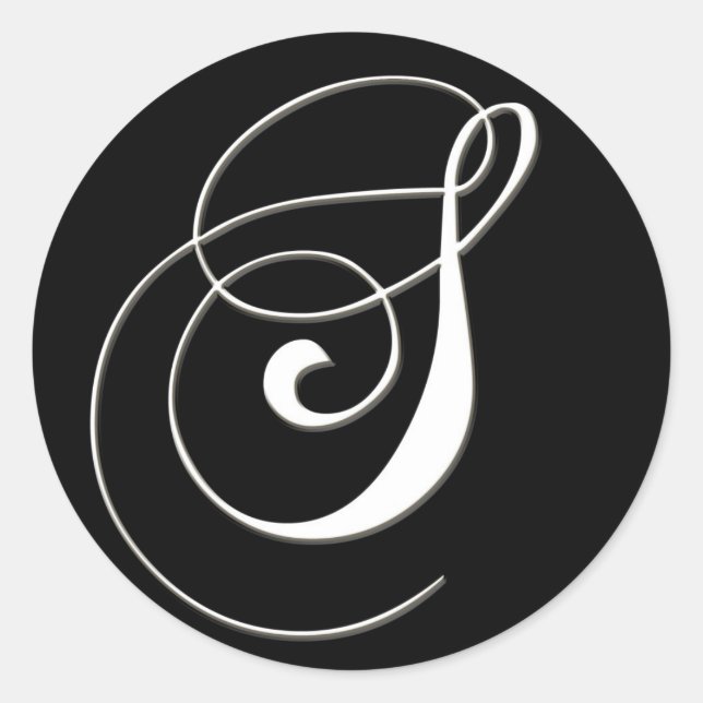 Adesivo S monograma - elegante preto e branco (Frente)